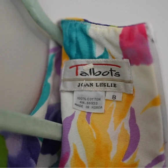 Vtg 80s Women's Talbots Dress Joan Leslie Bold Floral with Shoulder Pads Size 8 - Picture 8 of 10